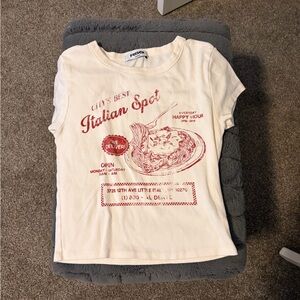 Divided Cream and Red Italian Graphic Tee